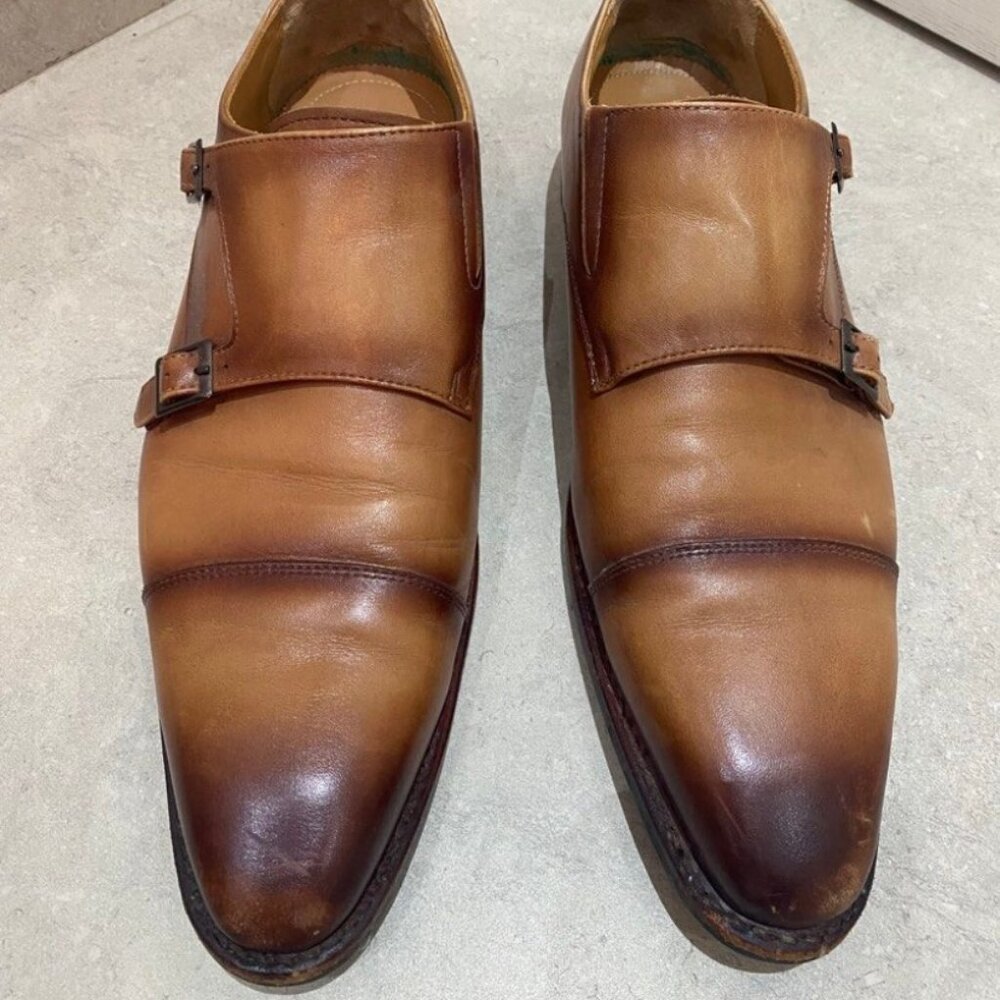 De Novo Light Brown Monk Strap Shoes